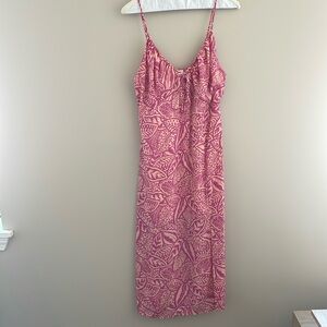 Pink and coral tropical print sundress